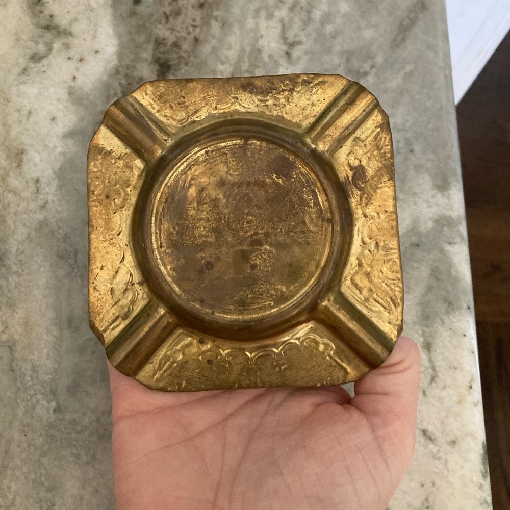 Antique Brass Ancient Egyptian Engraved Ash Tray - Picture 5 of 5